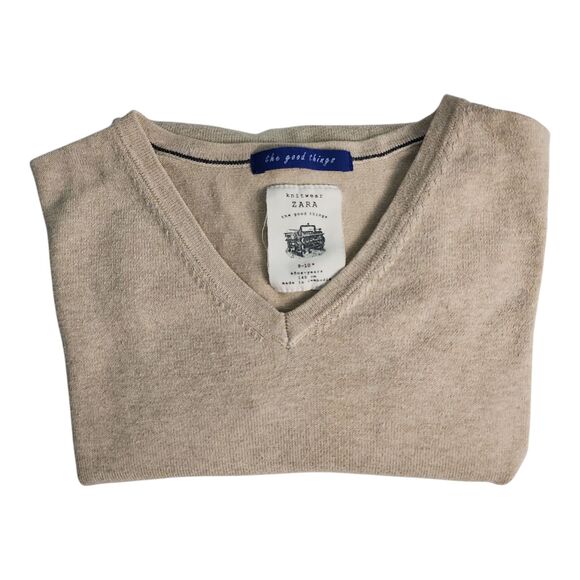 Zara Knitwear The good things Boy's Sz 9-10 BeigeLong Sleeve V-Neck Preppy Money - Picture 7 of 7